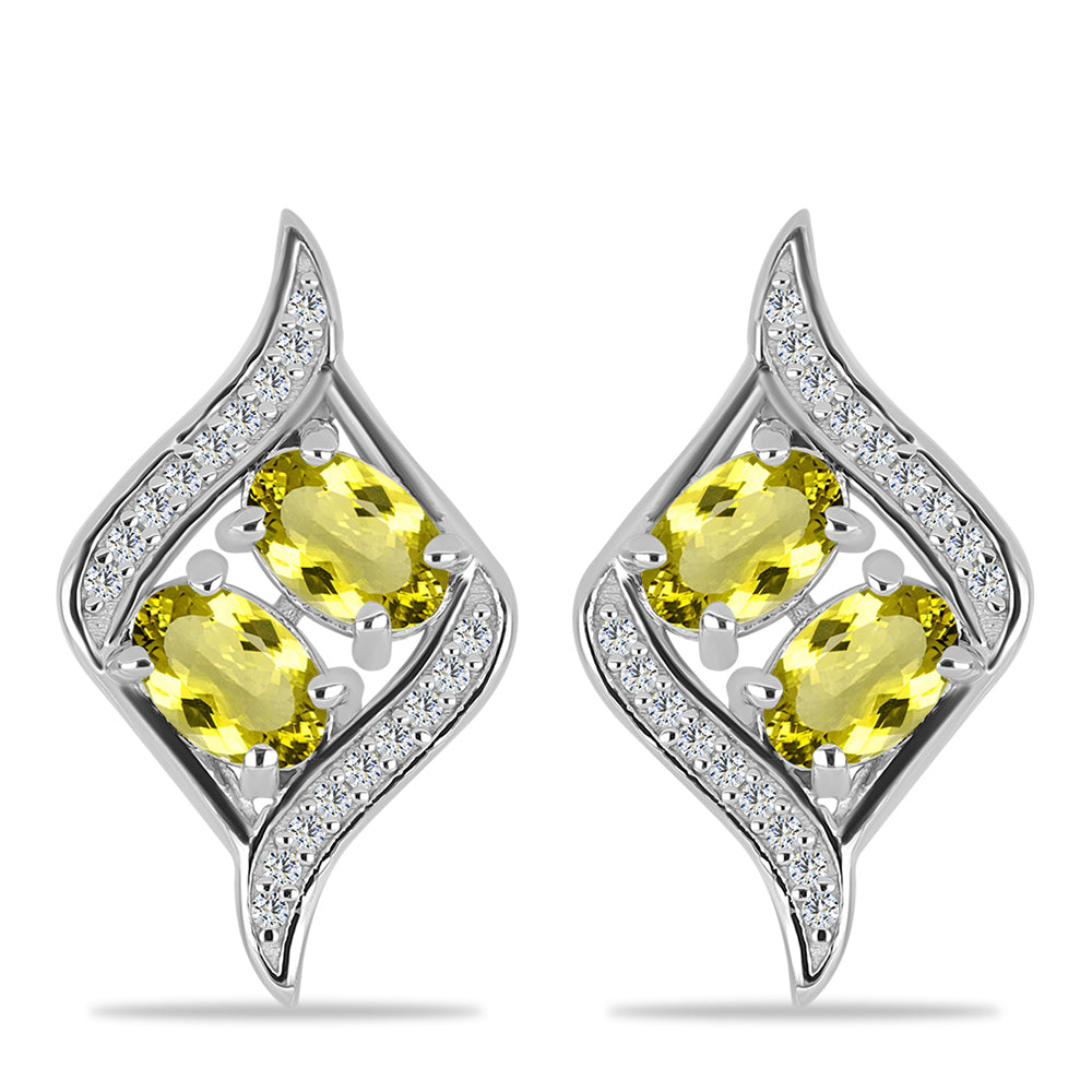 Cercei din Argint 925 ( 3.7 grame ) cu Topaz Galben și Topaz Alb 1.79 Carate 1 