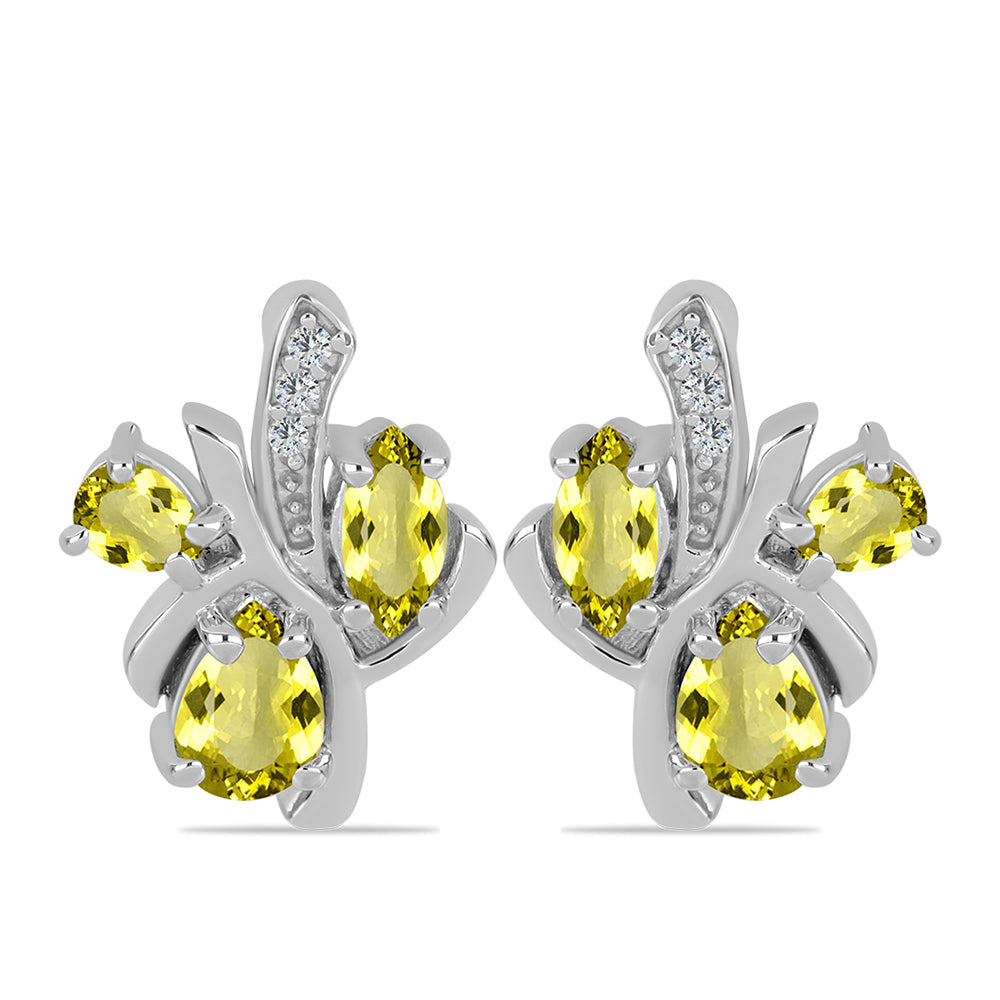 Cercei din Argint 925 ( 4.11 grame ) cu Topaz Galben și Topaz Alb 1.61 Carate