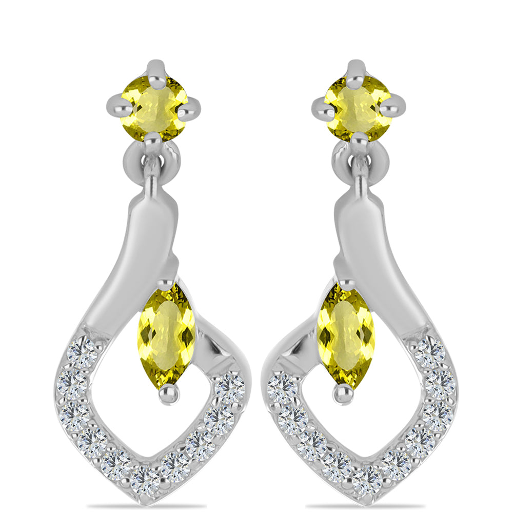 Cercei din Argint 925 ( 2.23 grame ) cu Topaz Galben și Topaz Alb 0.71 Carate