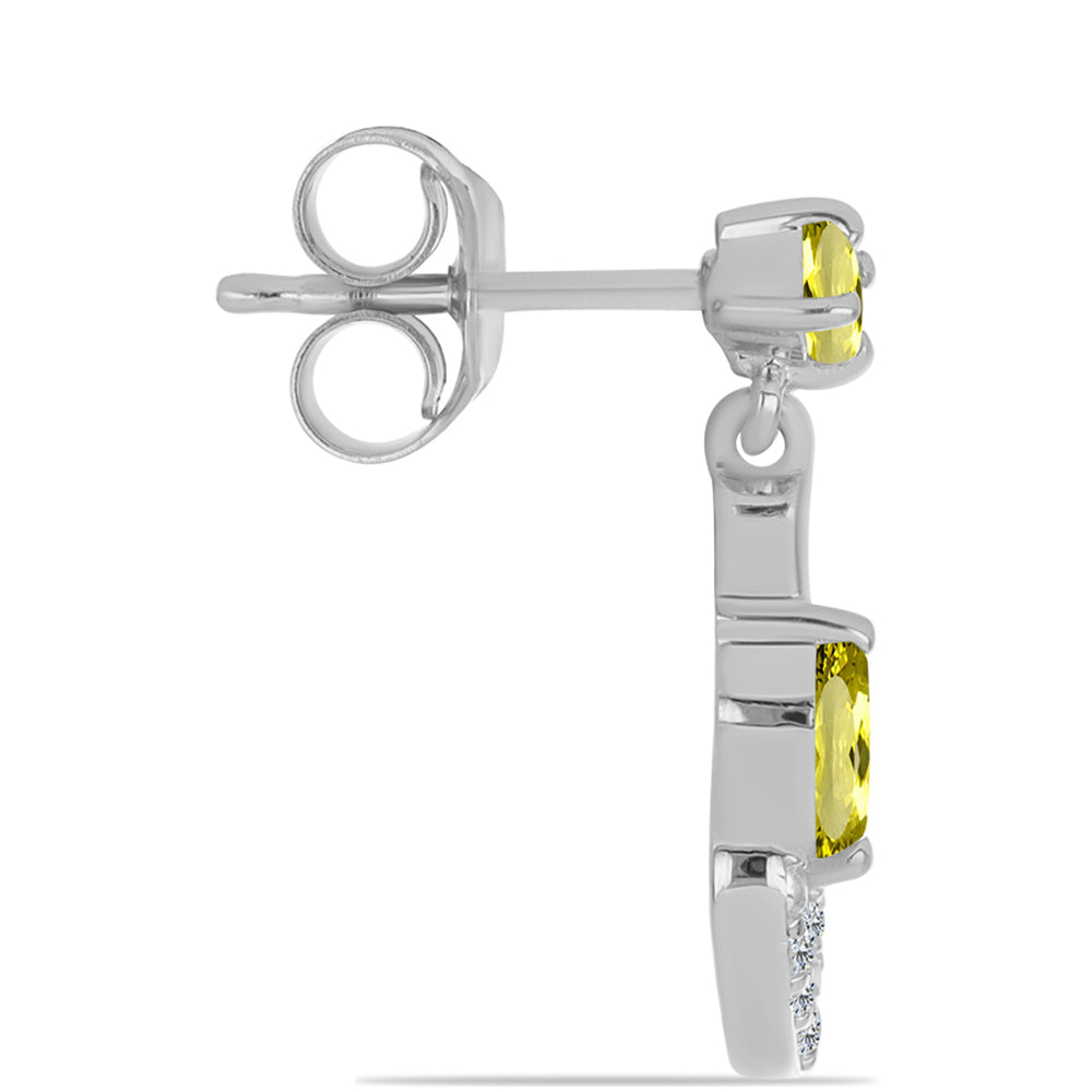 Cercei din Argint 925 ( 2.23 grame ) cu Topaz Galben și Topaz Alb 0.71 Carate 2 