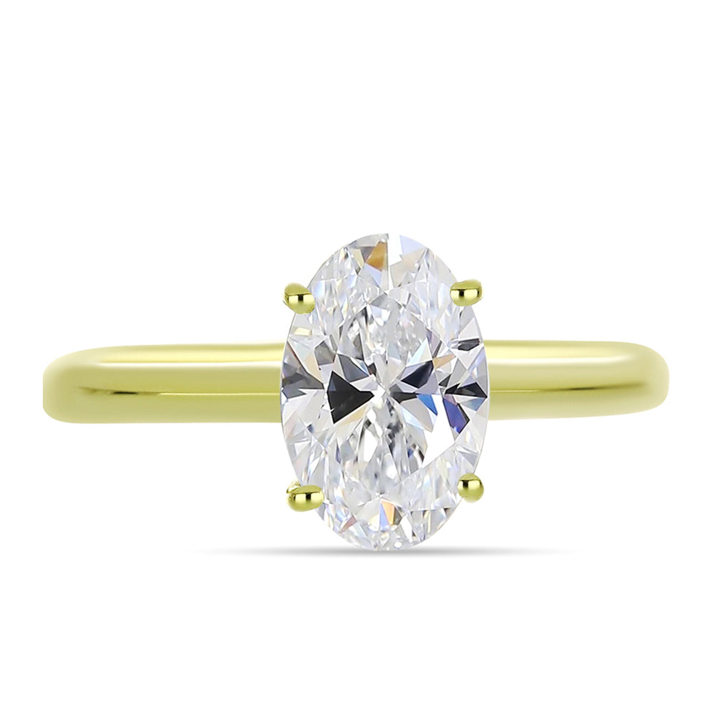 Inel din Argint 925 Placat cu Aur ( 2.43 grame ) cu Diamant Certificat cultivat în laborator 2.05 Carate 1 