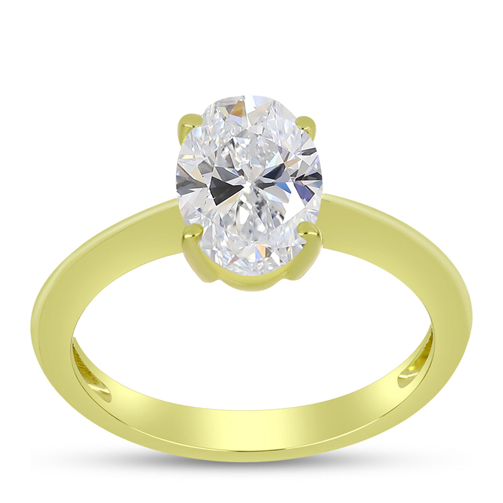 Inel din Argint 925 Placat cu Aur ( 2.43 grame ) cu Diamant Certificat cultivat în laborator 2.05 Carate