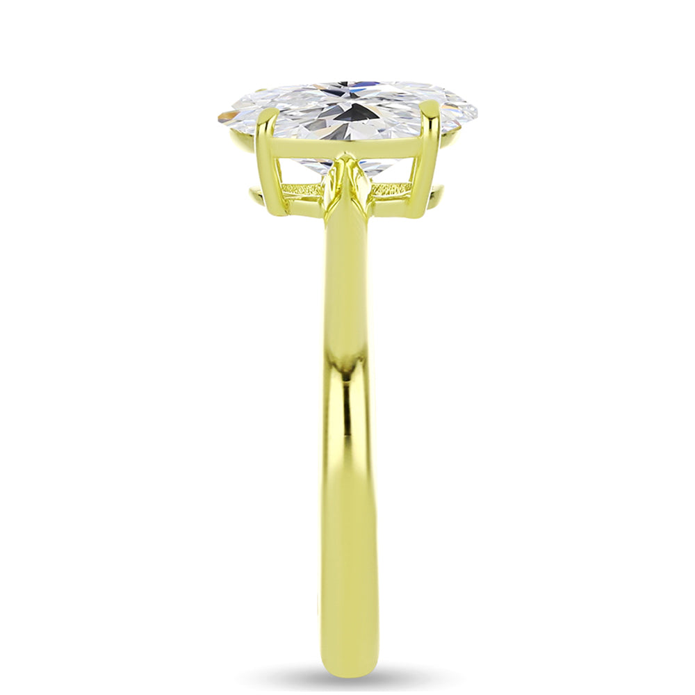 Inel din Argint 925 Placat cu Aur ( 2.43 grame ) cu Diamant Certificat cultivat în laborator 2.05 Carate