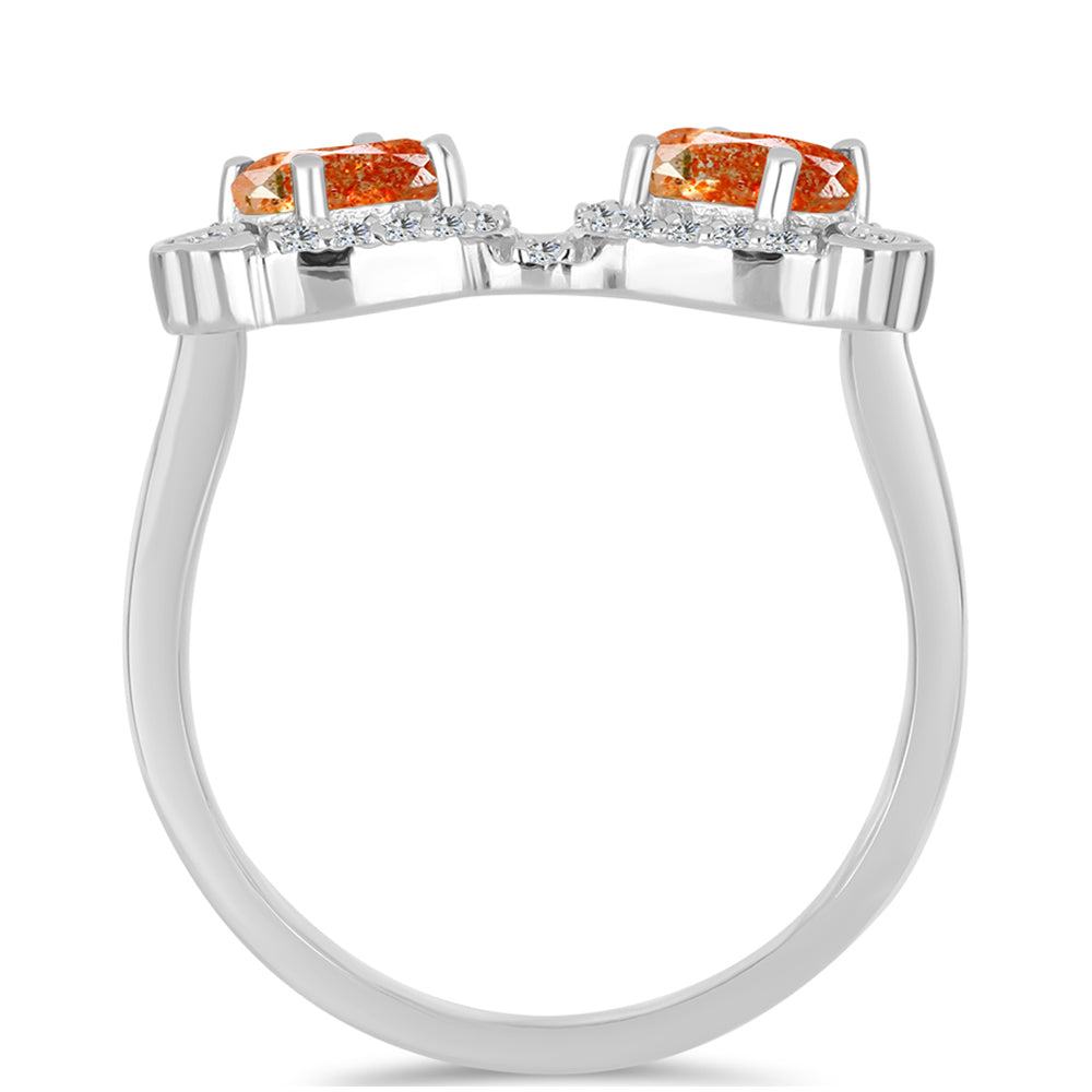 Inel din Argint 925 ( 2.8 grame ) cu Piatra Soarelui Oregon și Topaz Alb 1.14 Carate