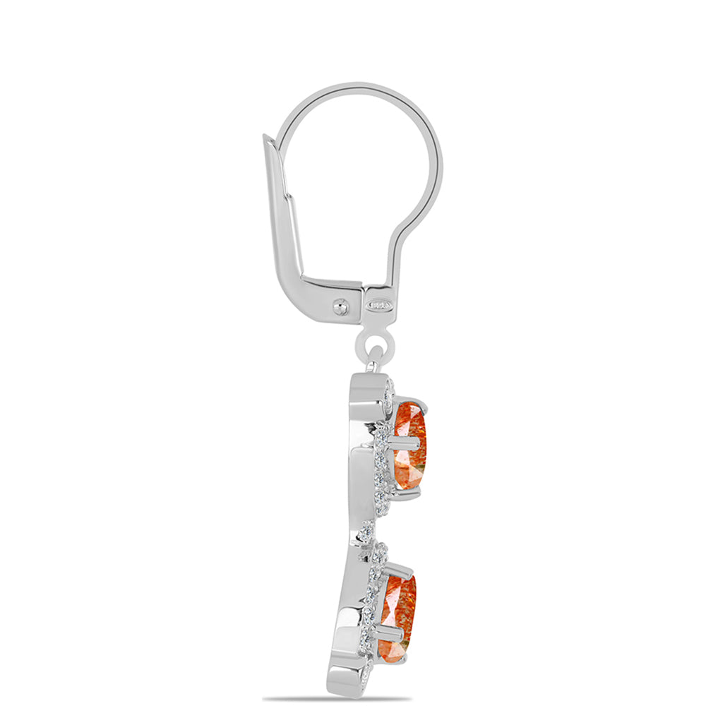 Cercei din Argint 925 ( 3.62 grame ) cu Piatra Soarelui Oregon și Topaz Alb 2.29 Carate 2 