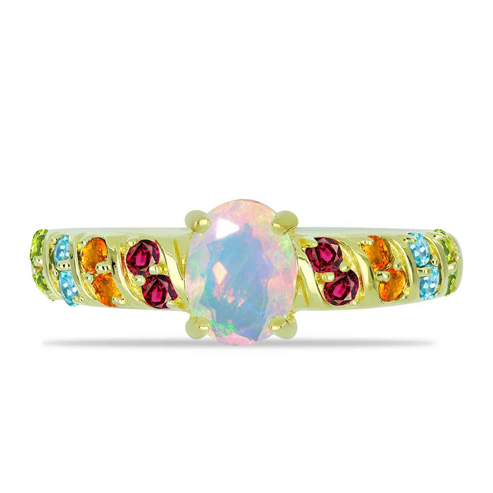 Inel din Argint 925 Placat cu Aur ( 2.83 grame ) cu Opal Welo și Turmalină Chakra 1.37 Carate