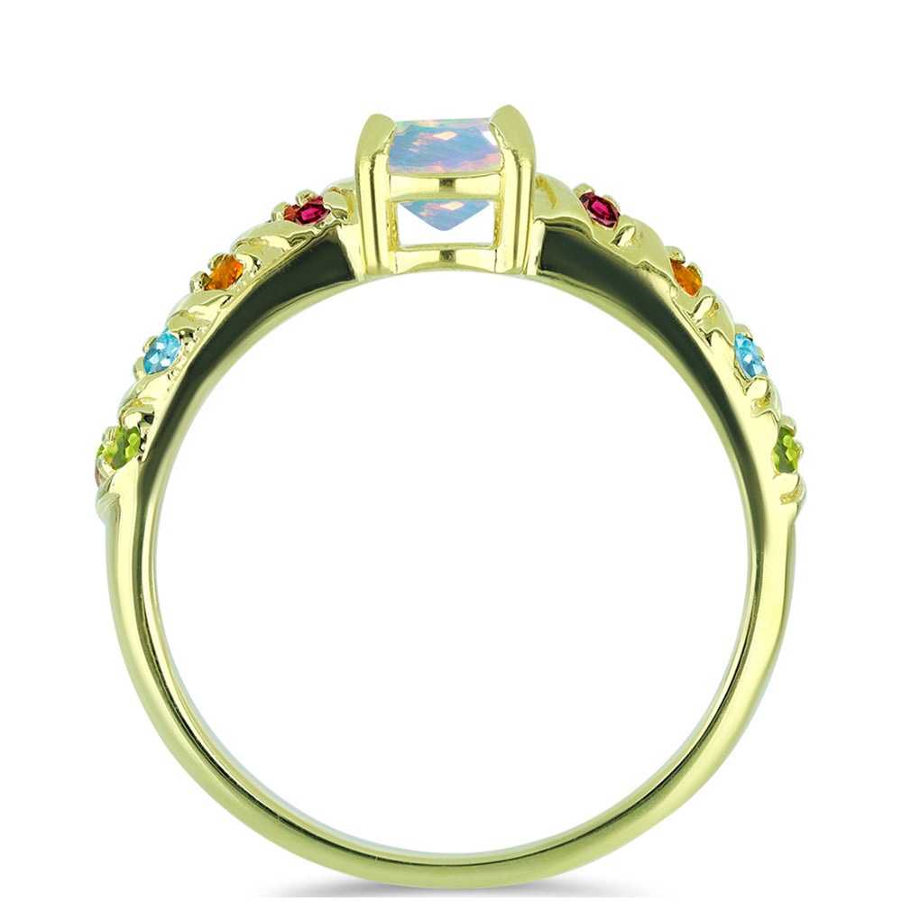 Inel din Argint 925 Placat cu Aur ( 2.83 grame ) cu Opal Welo și Turmalină Chakra 1.37 Carate 3 