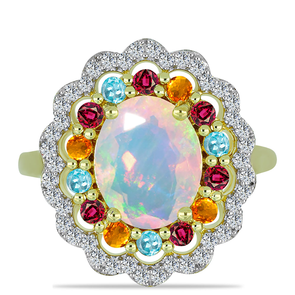 Inel din Argint 925 Placat cu Aur ( 3.63 grame ) cu Opal Welo și Turmalină Chakra 2.47 Carate 1 
