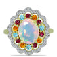 Inel din Argint 925 Placat cu Aur ( 3.63 grame ) cu Opal Welo și Turmalină Chakra 2.47 Carate