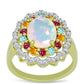 Inel din Argint 925 Placat cu Aur ( 3.63 grame ) cu Opal Welo și Turmalină Chakra 2.47 Carate