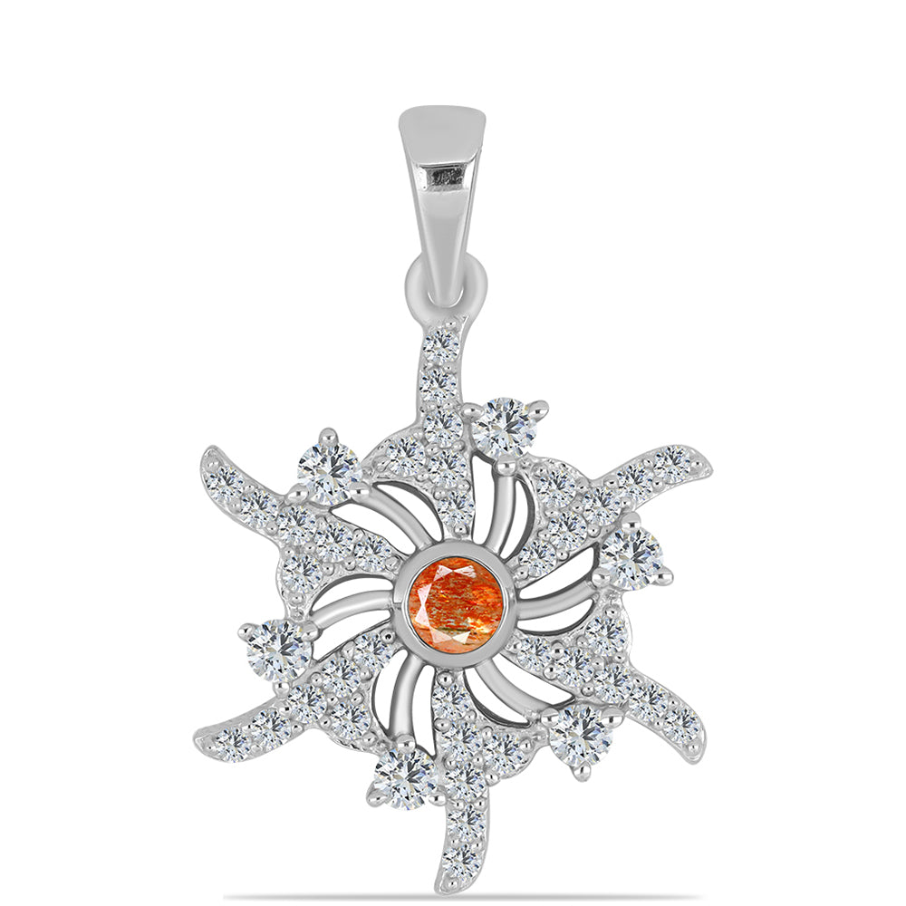 Colier din Argint 925 ( 4.47 grame ) cu Piatra Soarelui Oregon și Topaz Alb 0.76 Carate 1 