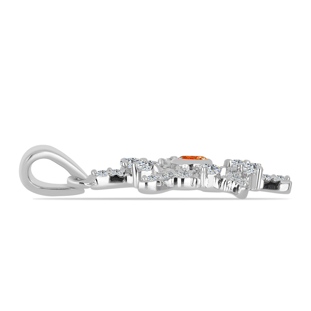 Colier din Argint 925 ( 4.47 grame ) cu Piatra Soarelui Oregon și Topaz Alb 0.76 Carate