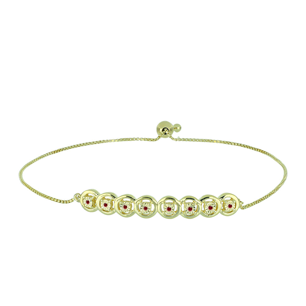 Brățară din Argint 925 Placat cu Aur ( 5.9 grame ) cu Diamant Roșu 0.06 Carate 1 