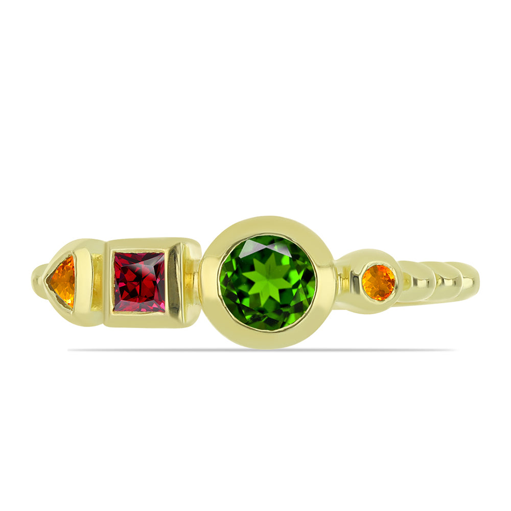 Inel din Argint 925 Placat cu Aur ( 2.56 grame ) cu Turmalină Chakra 0.76 Carate