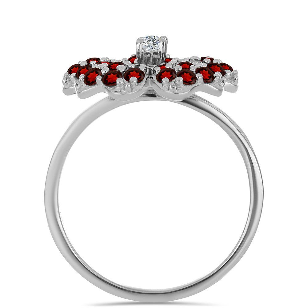 Inel din Argint 925 ( 4.02 grame ) cu Granat Barton și Topaz Alb 1.98 Carate 2 