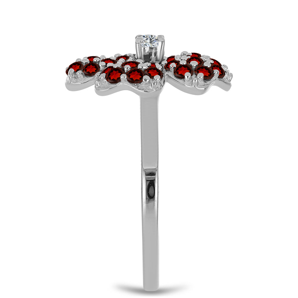 Inel din Argint 925 ( 4.02 grame ) cu Granat Barton și Topaz Alb 1.98 Carate 4 