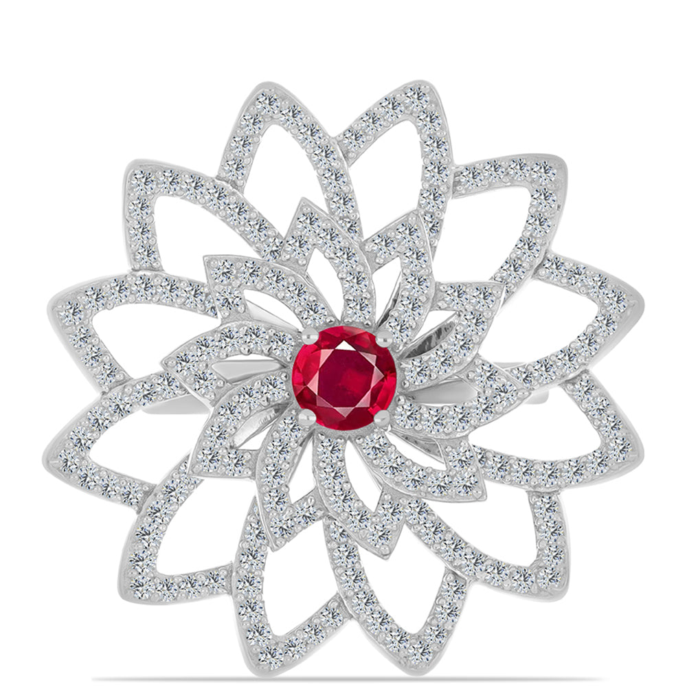 Inel din Argint 925 ( 7.98 grame ) cu Rubin Malagasy și Topaz Alb 2.3 Carate 1 