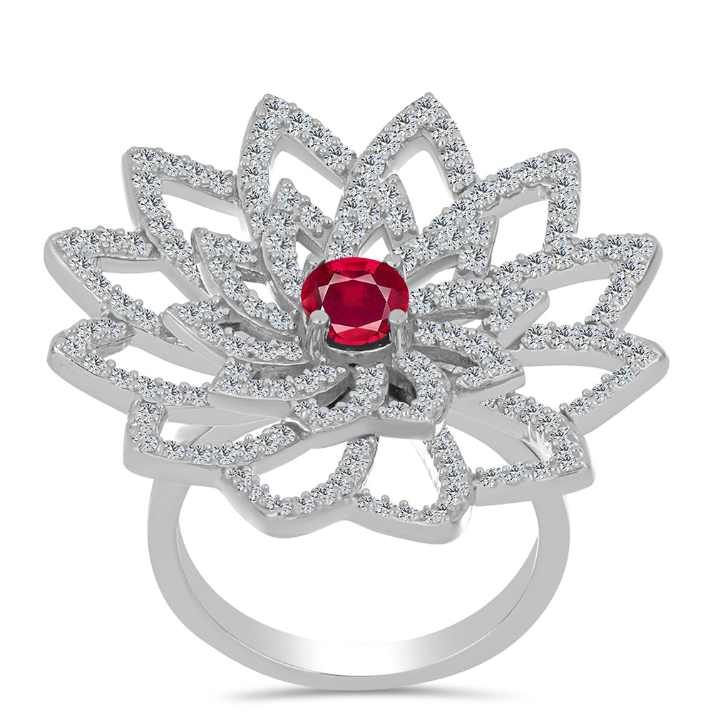 Inel din Argint 925 ( 7.98 grame ) cu Rubin Malagasy și Topaz Alb 2.3 Carate