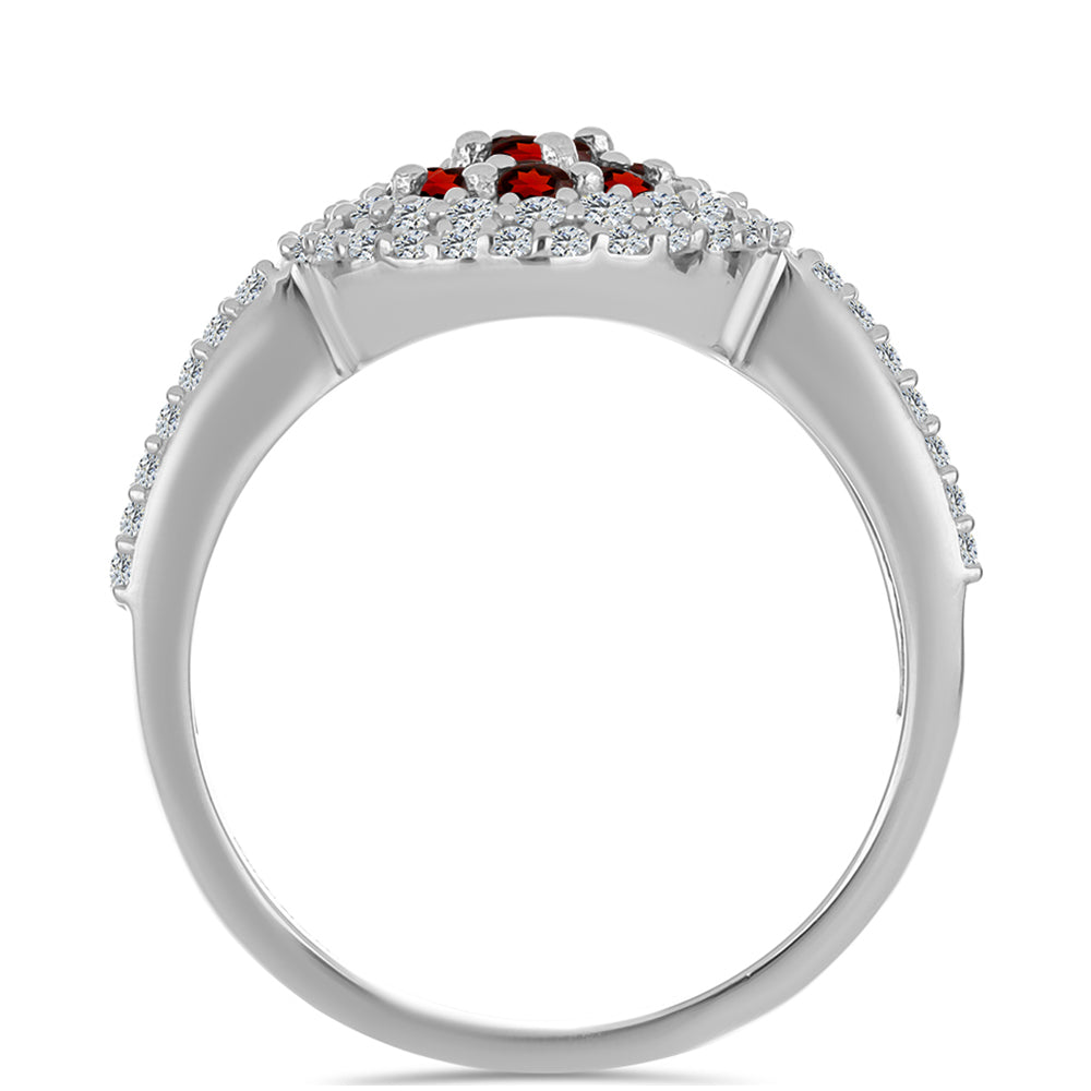 Inel din Argint 925 ( 4.52 grame ) cu Granat Barton și Topaz Alb 1.47 Carate 2 