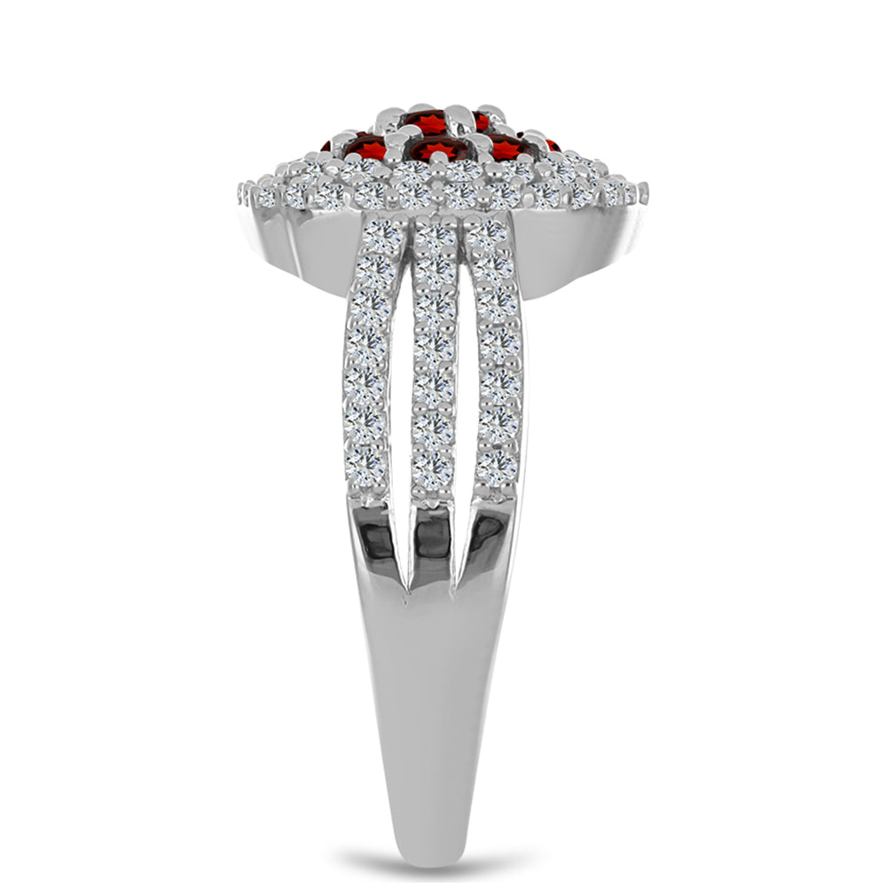 Inel din Argint 925 ( 4.52 grame ) cu Granat Barton și Topaz Alb 1.47 Carate 4 