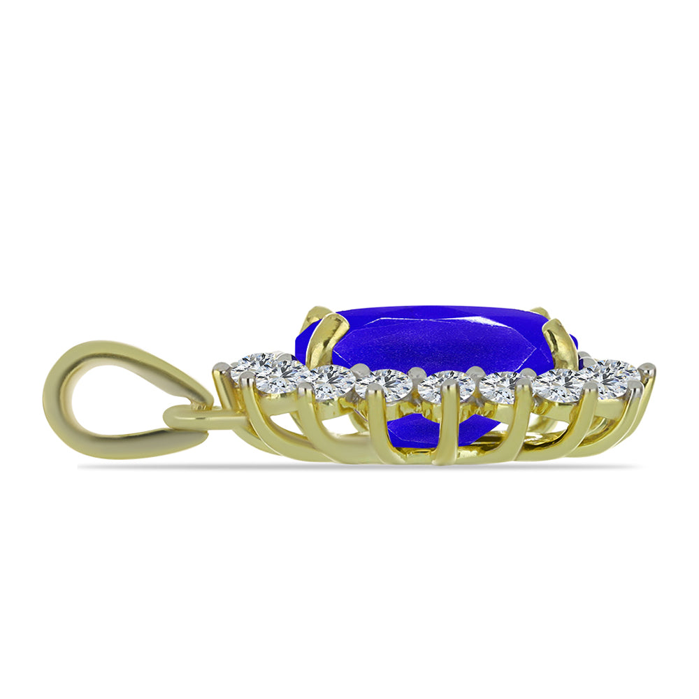 Pandantiv din Argint 925 Placat cu Aur ( 1.39 grame ) cu Agat Albastru și Topaz Alb 2.85 Carate 2 