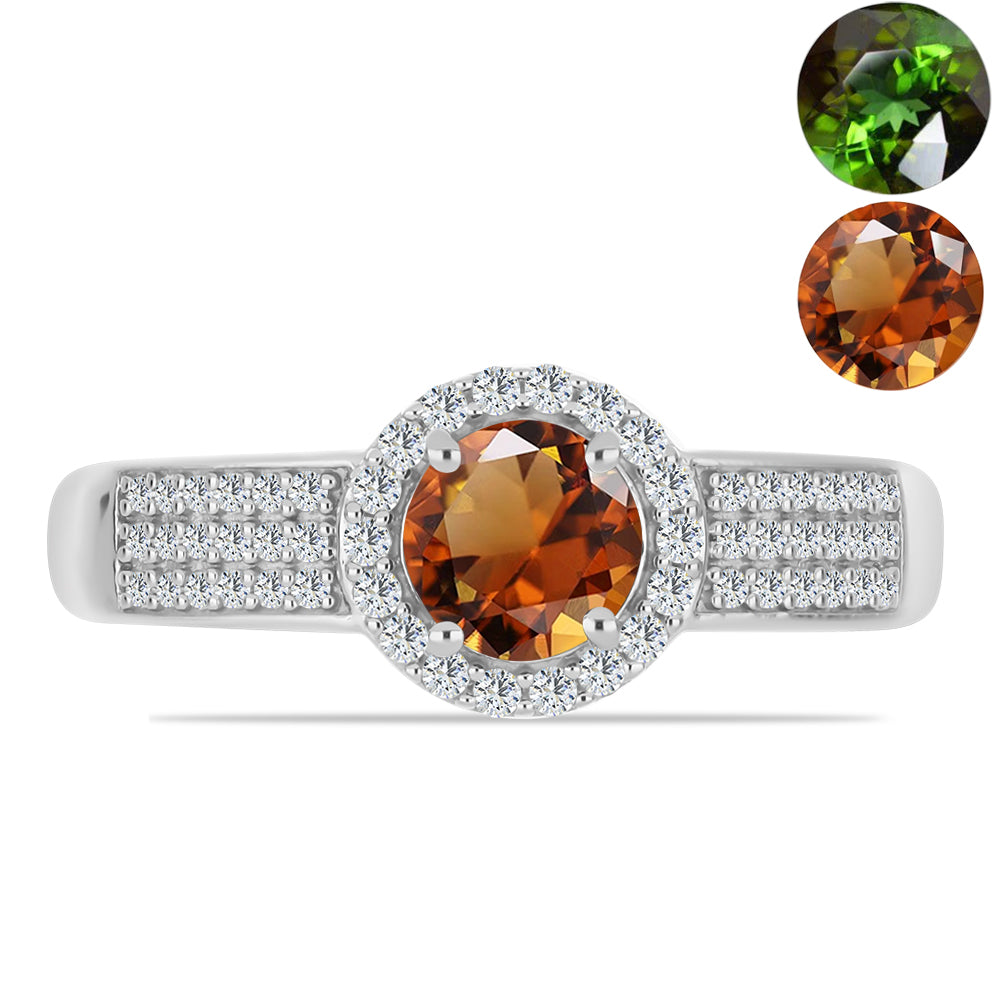 Inel din Argint 925 ( 3 grame ) cu Zultanit Anatolian Certificat cultivat în laborator și Topaz Alb 1.29 Carate