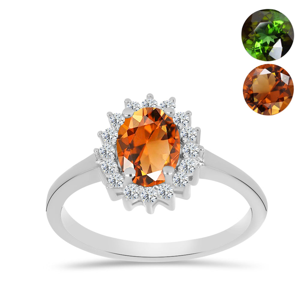 Inel din Argint 925 ( 2.29 grame ) cu Zultanit Anatolian Certificat cultivat în laborator și Topaz Alb 1.78 Carate