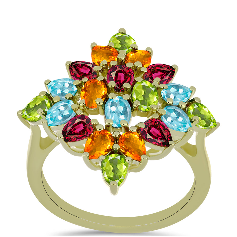 Inel din Argint 925 Placat cu Aur ( 3.92 grame ) cu Turmalină Chakra 3.13 Carate