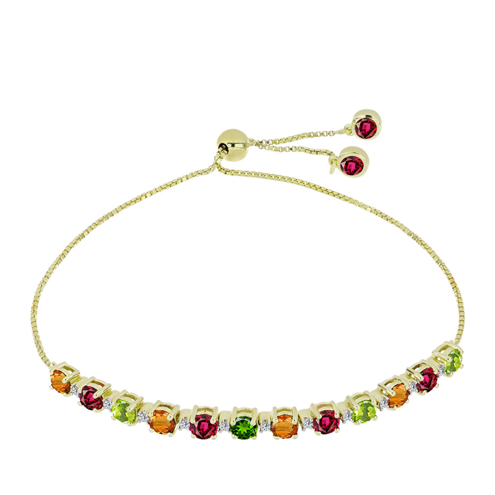 Brățară din Argint 925 Placat cu Aur ( 6.11 grame ) cu Turmalină Chakra și Topaz Alb 3.95 Carate