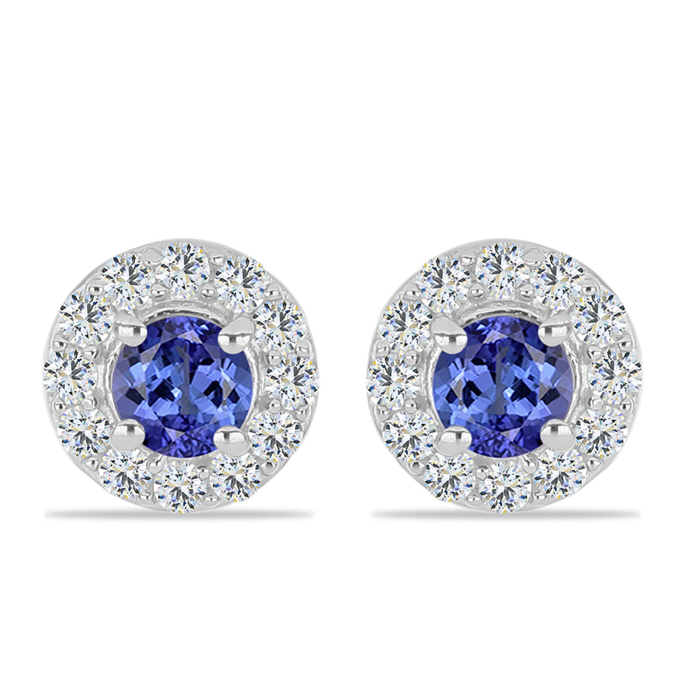 Cercei din Argint 925 ( 1.56 grame ) cu Tanzanit și Topaz Alb 0.82 Carate