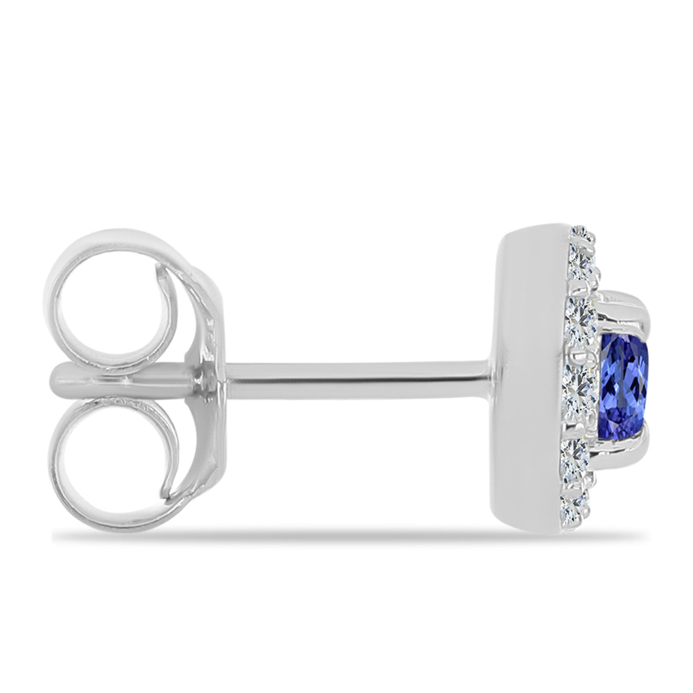 Cercei din Argint 925 ( 1.56 grame ) cu Tanzanit și Topaz Alb 0.82 Carate