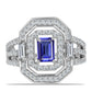 Inel din Argint 925 ( 5.44 grame ) cu Tanzanit și Topaz Alb 2.38 Carate