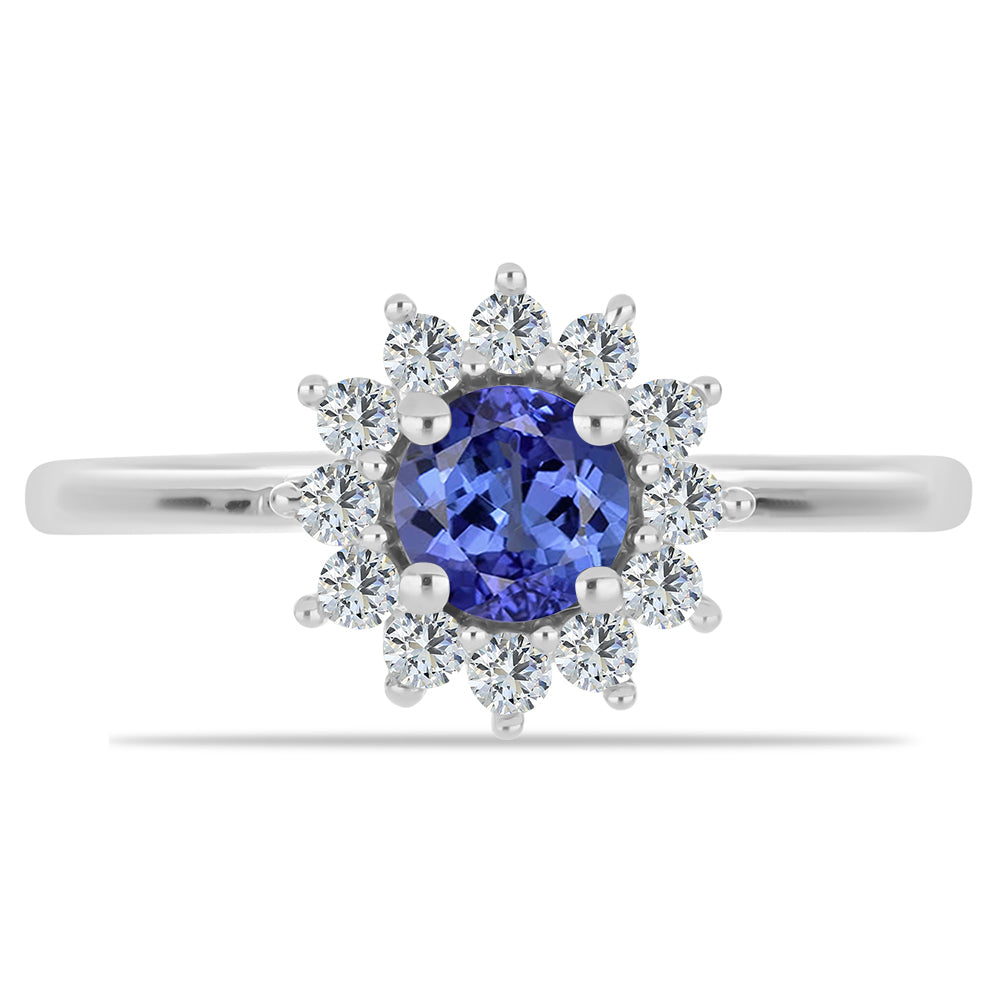 Inel din Argint 925 ( 2.18 grame ) cu Tanzanit și Topaz Alb 0.85 Carate