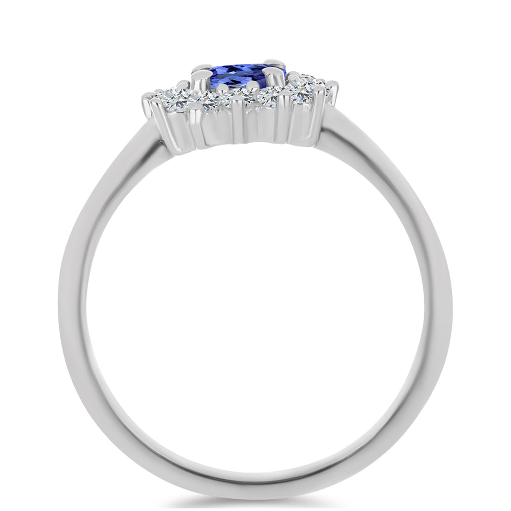 Inel din Argint 925 ( 2.18 grame ) cu Tanzanit și Topaz Alb 0.85 Carate 2 