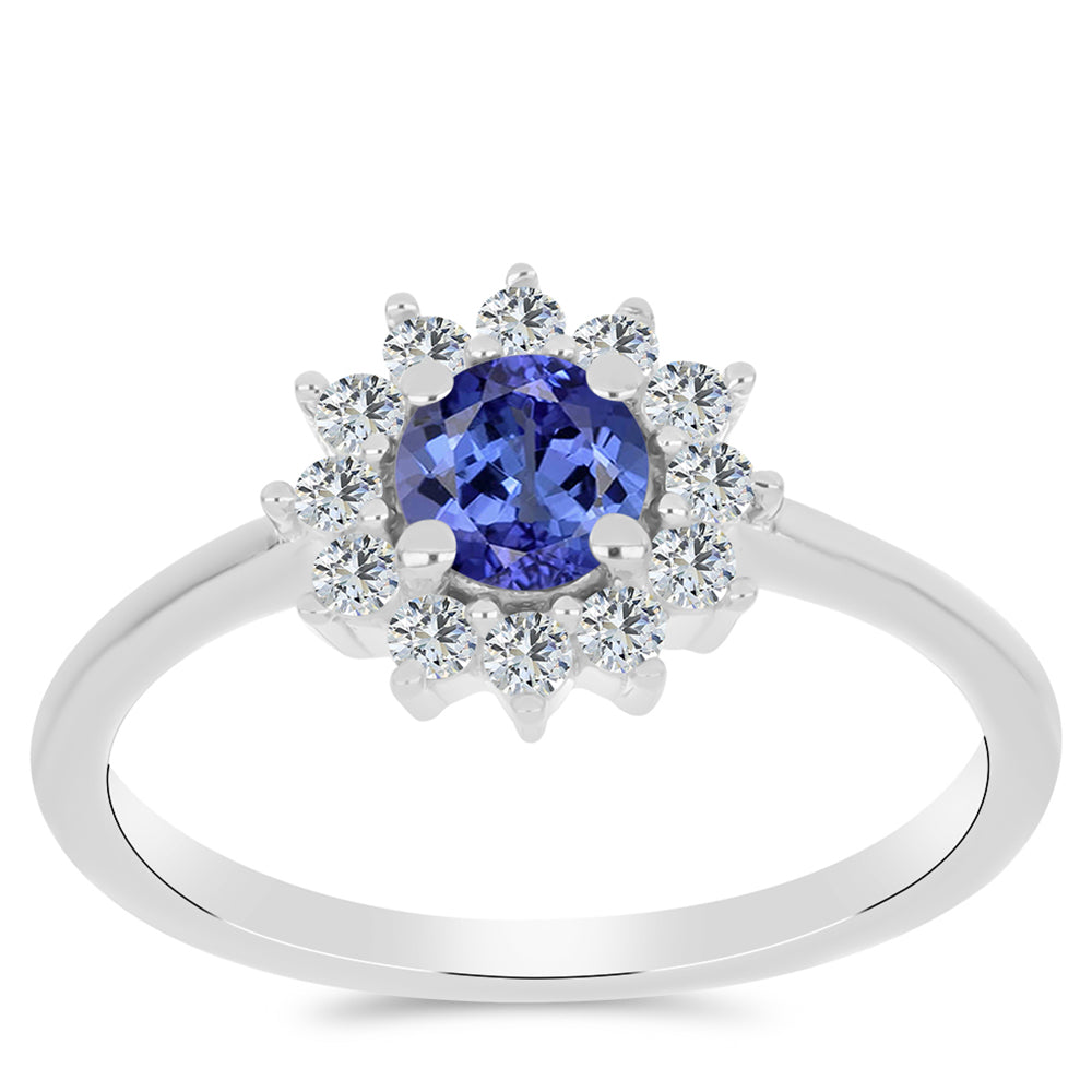 Inel din Argint 925 ( 2.18 grame ) cu Tanzanit și Topaz Alb 0.85 Carate 3 