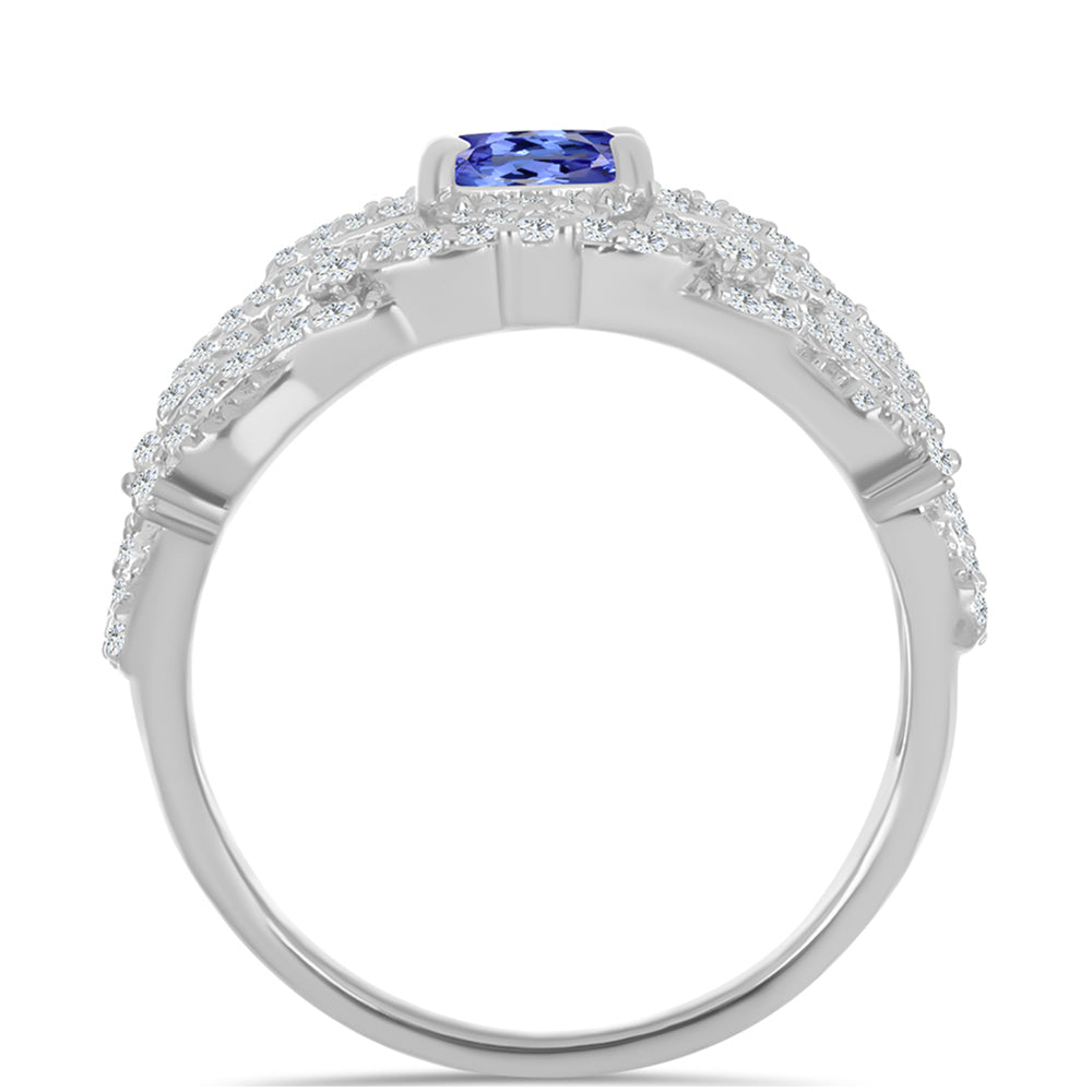 Inel din Argint 925 ( 5.33 grame ) cu Tanzanit și Topaz Alb 2.07 Carate