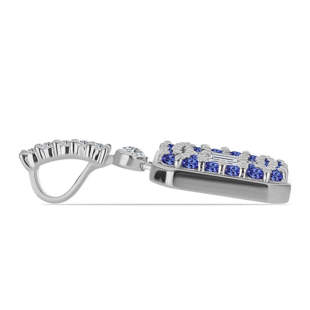 Pandantiv din Argint 925 ( 2.97 grame ) cu Tanzanit și Topaz Alb 1.46 Carate