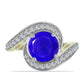 Inel din Argint 925 Placat cu Aur ( 3.7 grame ) cu Agat Albastru și Topaz Alb 3.13 Carate
