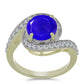 Inel din Argint 925 Placat cu Aur ( 3.7 grame ) cu Agat Albastru și Topaz Alb 3.13 Carate