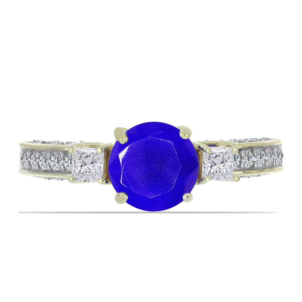 Inel din Argint 925 Placat cu Aur ( 3.27 grame ) cu Agat Albastru și Topaz Alb 2.58 Carate