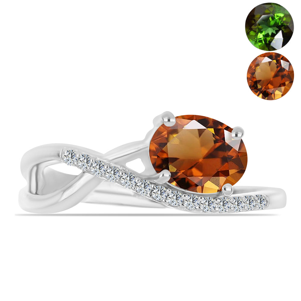 Inel din Argint 925 ( 2.72 grame ) cu Zultanit Anatolian Certificat cultivat în laborator și Topaz Alb 1.55 Carate 1 