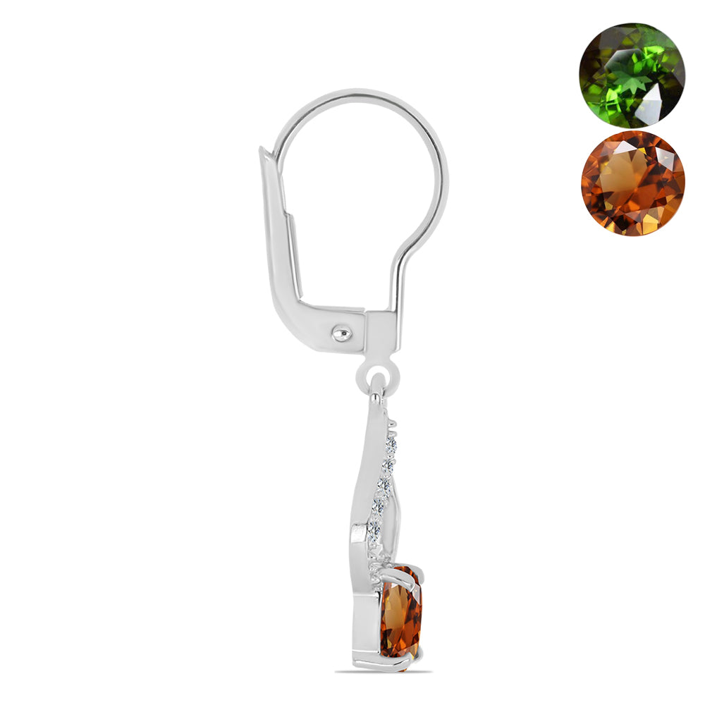 Cercei din Argint 925 ( 1.9 grame ) cu Zultanit Anatolian Certificat cultivat în laborator și Topaz Alb 1.29 Carate