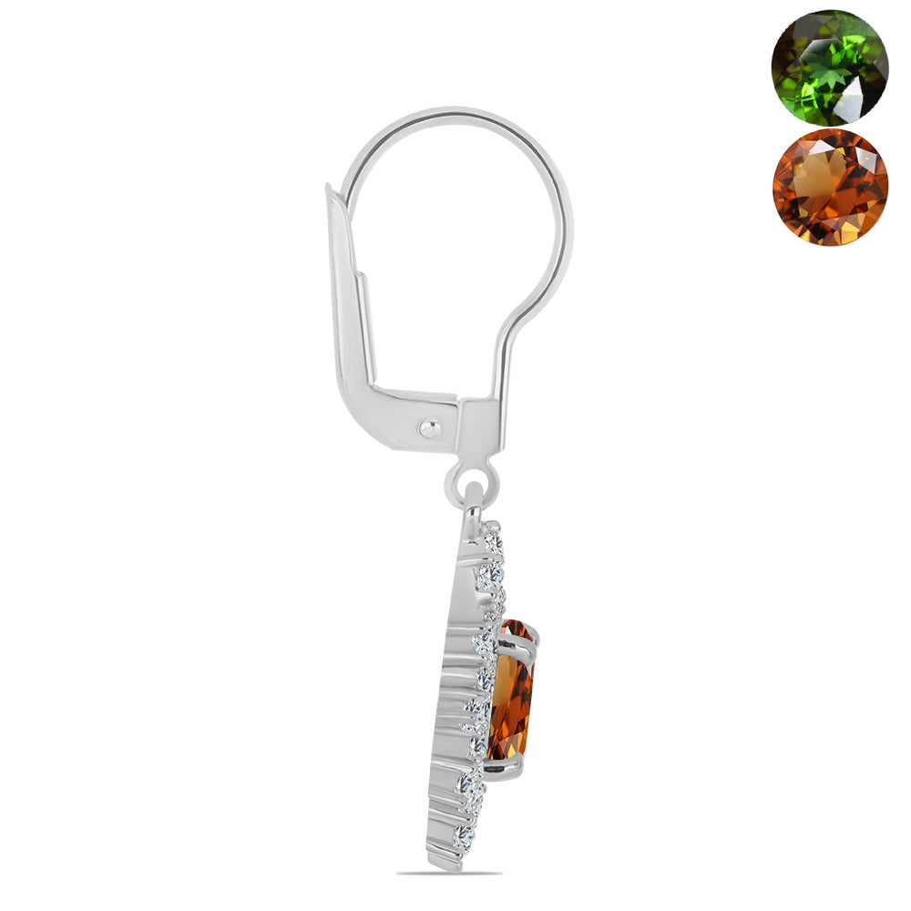 Cercei din Argint 925 ( 3.24 grame ) cu Zultanit Anatolian Certificat cultivat în laborator și Topaz Alb 3.76 Carate