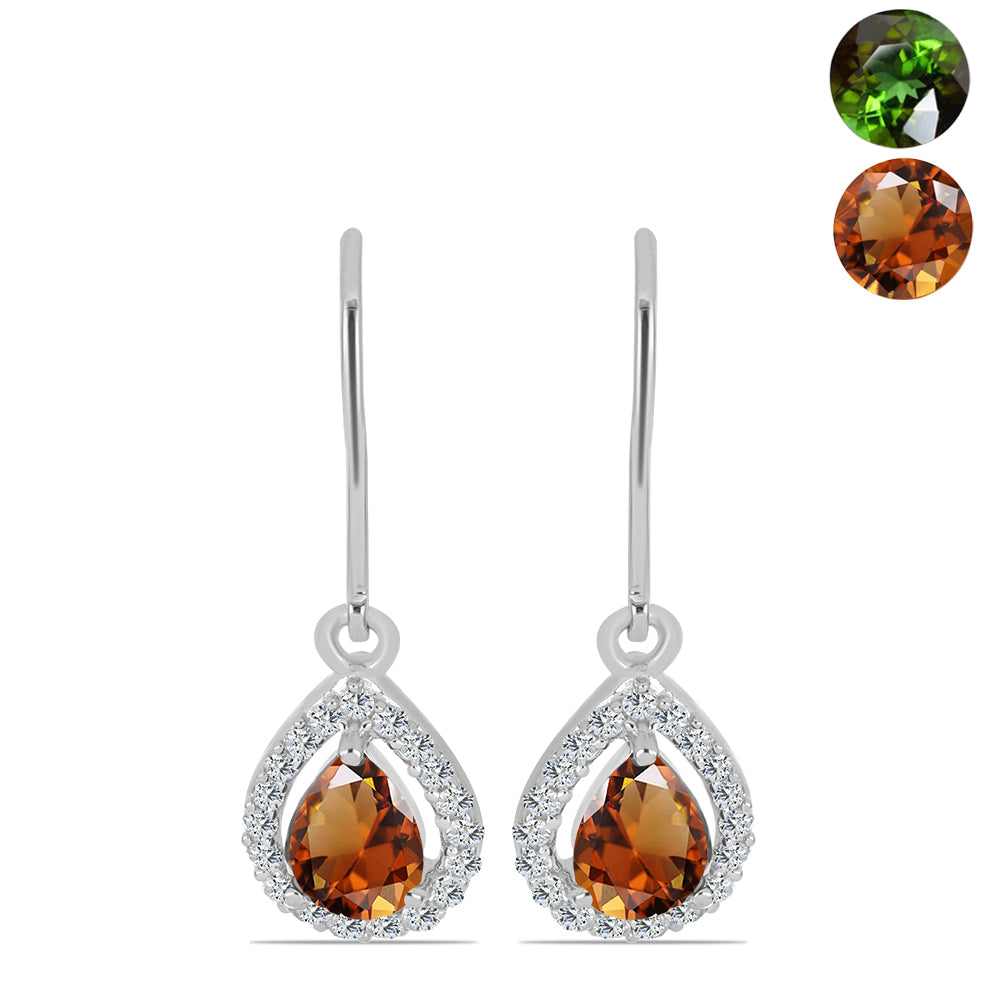 Cercei din Argint 925 ( 2.21 grame ) cu Zultanit Anatolian Certificat cultivat în laborator și Topaz Alb 2.13 Carate 1 