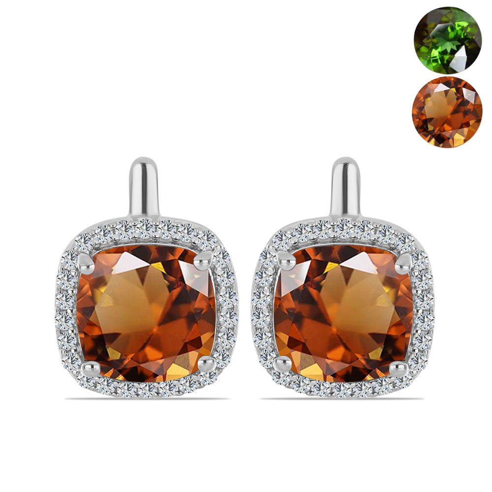 Cercei din Argint 925 ( 3.89 grame ) cu Zultanit Anatolian Certificat cultivat în laborator și Topaz Alb 7.18 Carate 1 