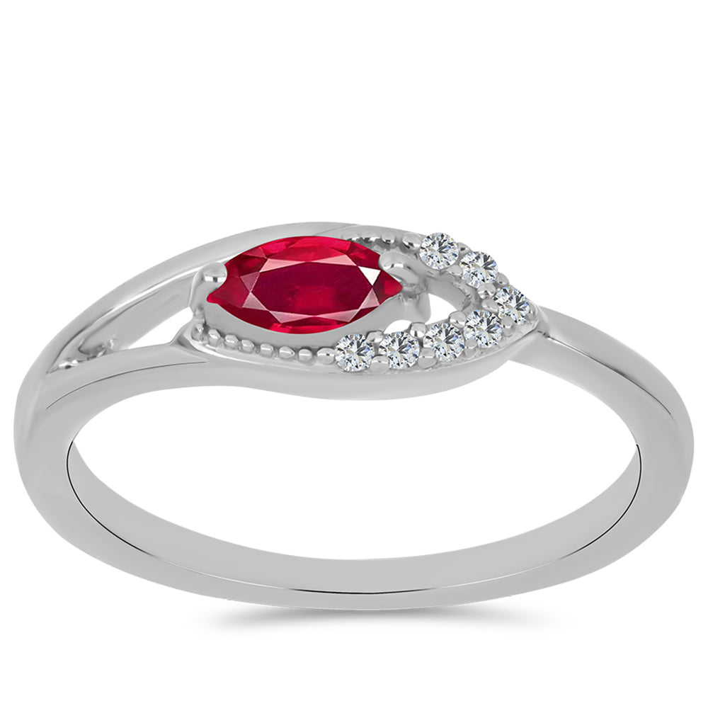 Inel din Argint 925 ( 2.08 grame ) cu Rubin Malagasy și Topaz Alb 0.42 Carate 3 