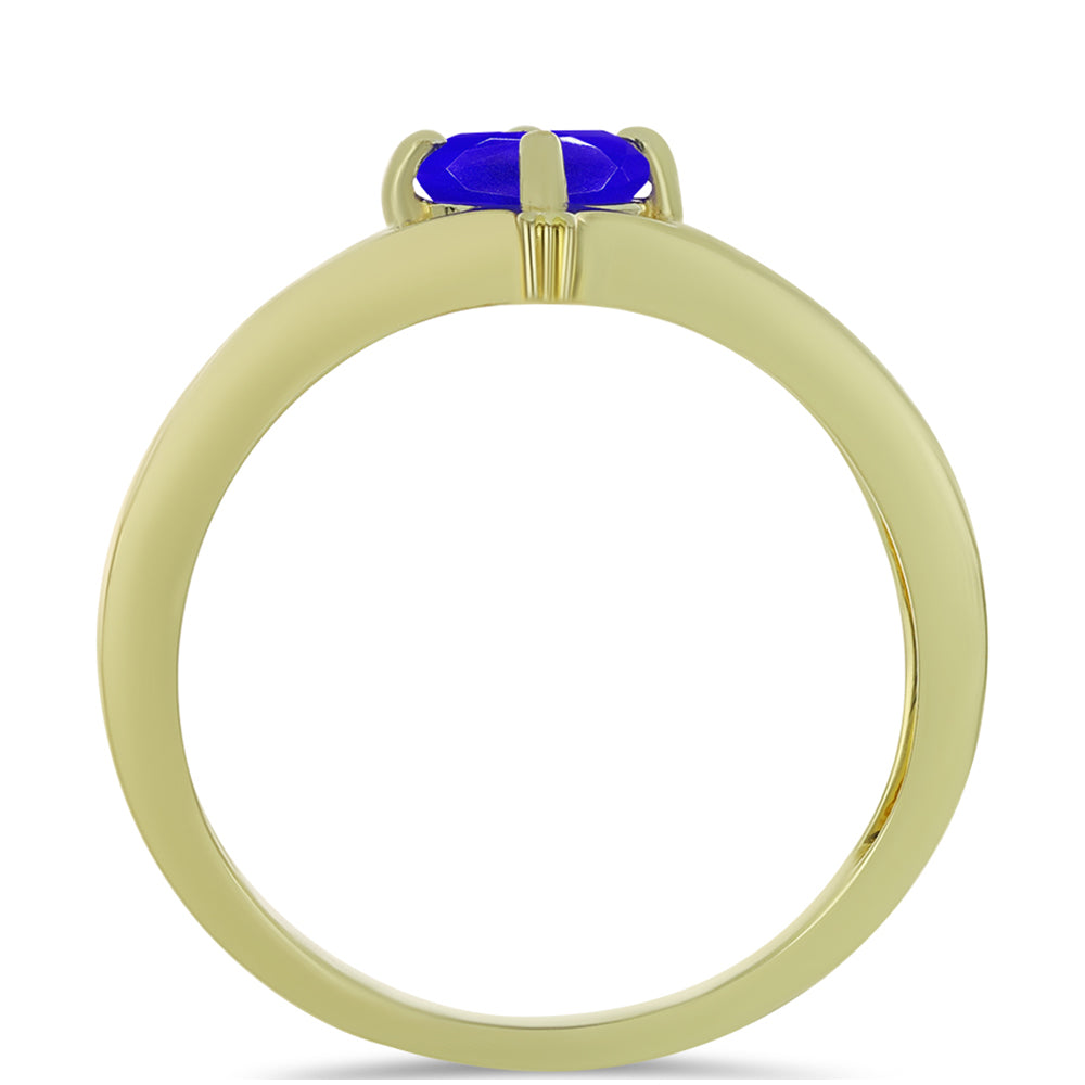 Inel din Argint 925 Placat cu Aur ( 2.34 grame ) cu Agat Albastru 0.81 Carate 2 