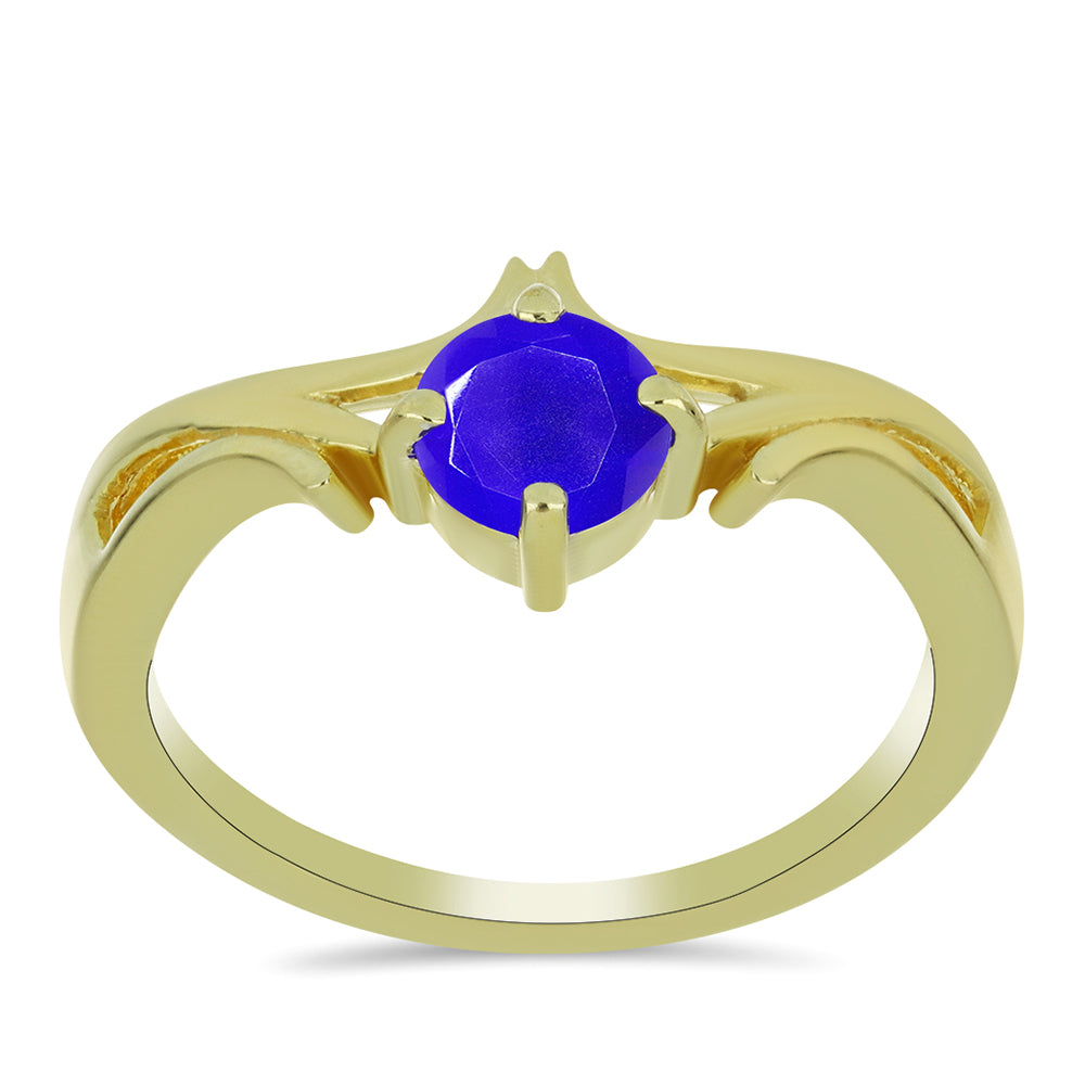 Inel din Argint 925 Placat cu Aur ( 2.34 grame ) cu Agat Albastru 0.81 Carate