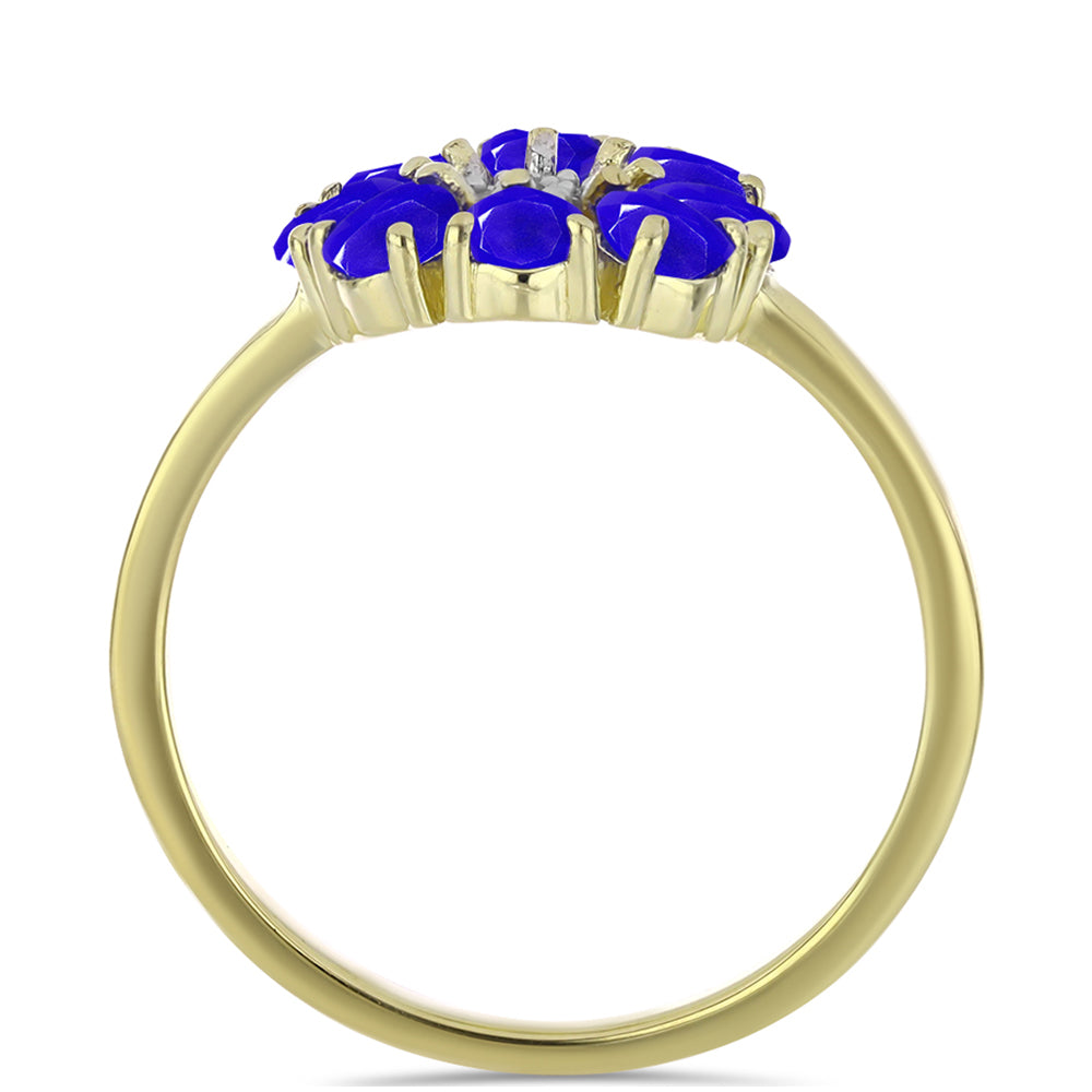 Inel din Argint 925 Placat cu Aur ( 2.6 grame ) cu Agat Albastru și Topaz Alb 1.21 Carate