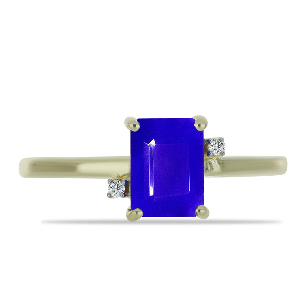 Inel din Argint 925 Placat cu Aur ( 2.21 grame ) cu Agat Albastru și Topaz Alb 1.67 Carate